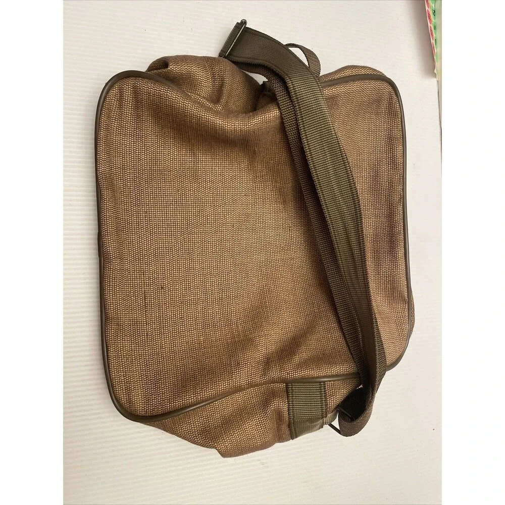 Vintage 70s Oscar de la Renta Khaki Tweed Travel Shoulder Bag Men's Carry-on EUC